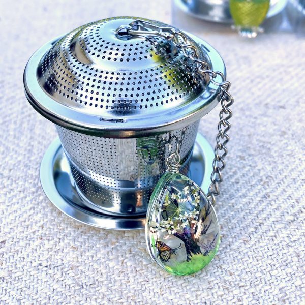 Tea Strainer with Tree & Butterfly/Dragonfly